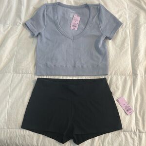 NWT OUTFIT *2pc* Wild Fable High Rise Bike Shorts AND Ribbed T Shirt